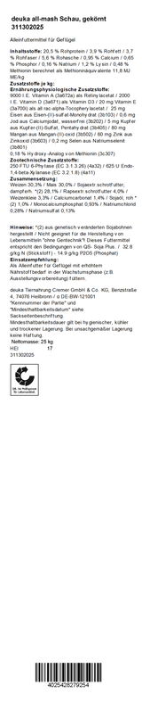 deuka all-mash Schau, 25 kg